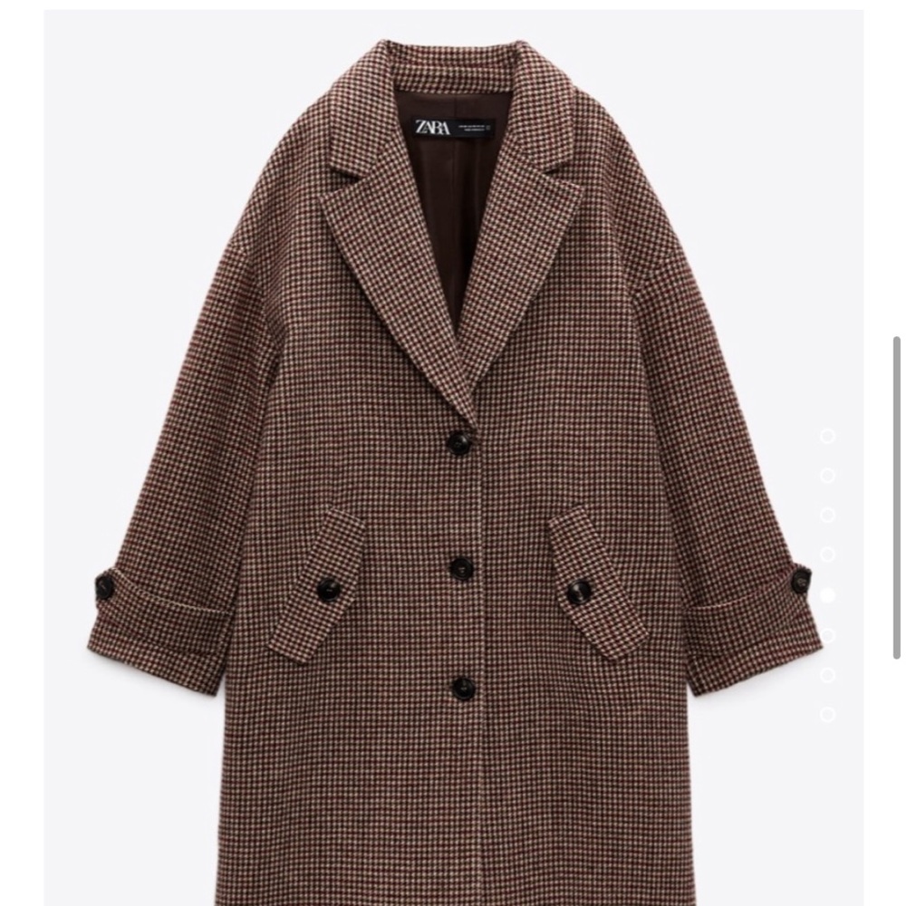 NWOT Zara Houndstooth Oversized Coat